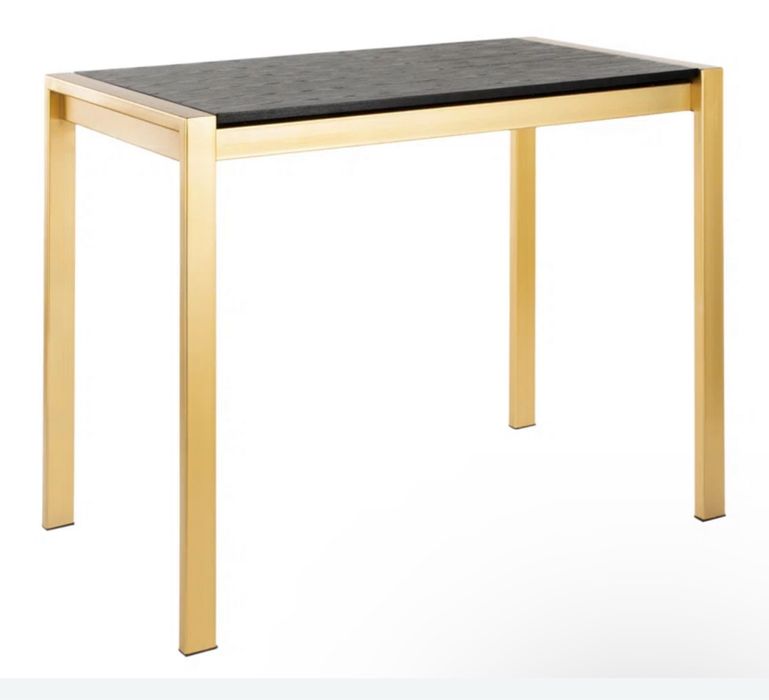 Masa de bar cadru metalic - culoarea Aurie cu blat negru Lumisorce