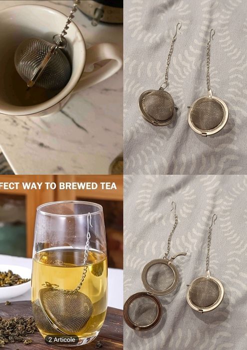 Bile de ceai pentru infuzie, inox, set 2 bucăți
