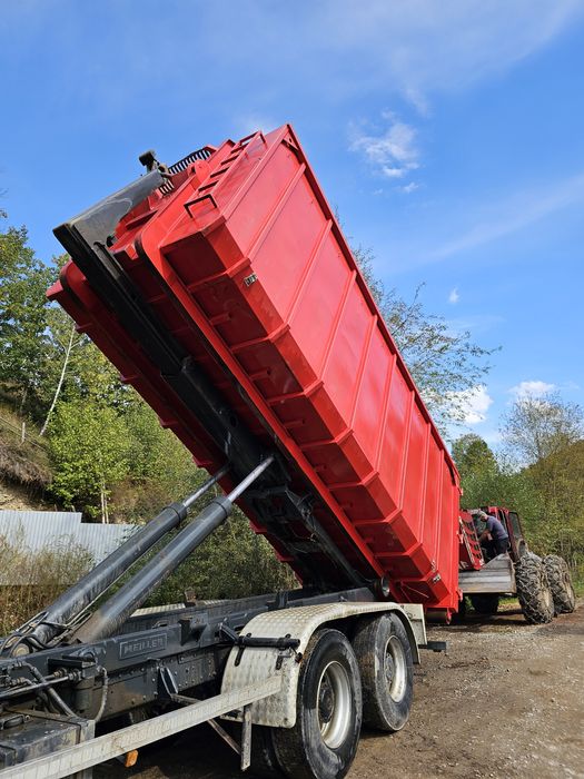 MAN Abroll cu macara forestieră Z, 6x4, 460CP, Container
