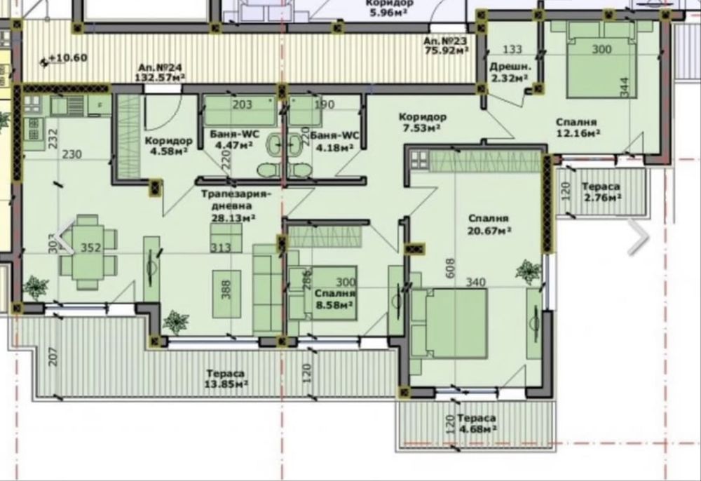 Пентхаус с 3 спални във Виница