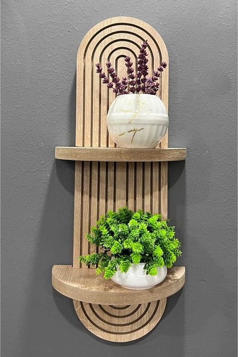 Дъбова Декоративна Стенна Етажерка 54x20 см