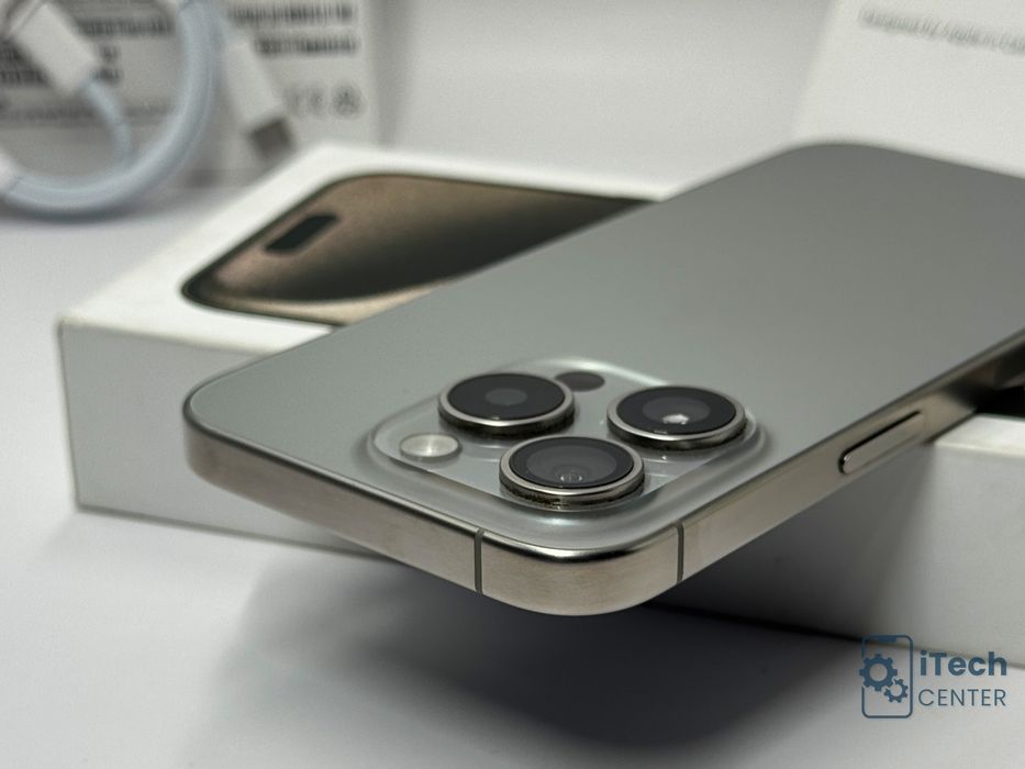 iPhone 15 Pro, 256GB, Natural Titanium, 100% батерия, КАТО НОВ, 1г. ГАРАНЦИЯ!