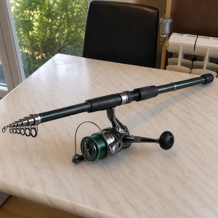 Lansetă telescopică 3 m + mulinetă Free-Spool 5000S și  Mulinetă Sunset Sunfish ZXR 601FD cu fir