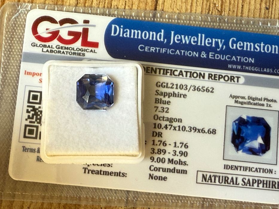 Сапфир - 7.32 КАРАТА + Сертификат