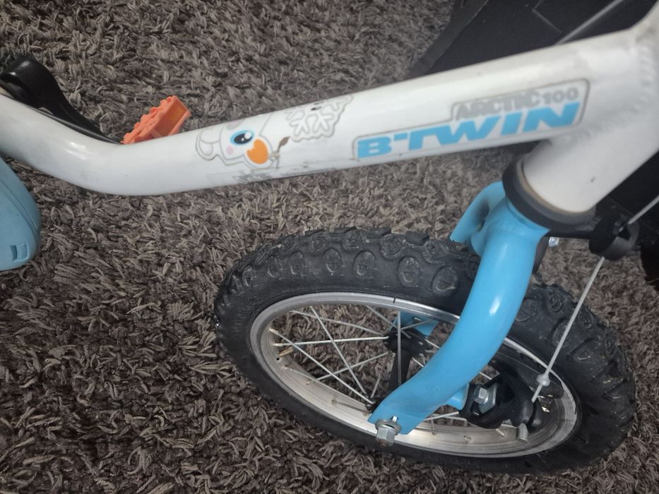 Bicicleta copii 3-5ani ,B-Twin 14" Arctic 100 cu roti ajutatoare