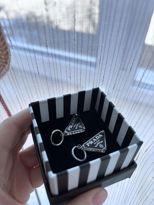Cercei Prada argintii cu cristale