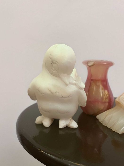 Set trei bibelouri statuete figurine onix si marmura vechi bibelou