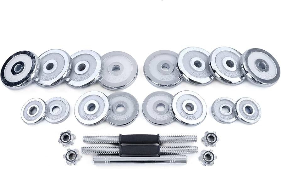 Набор гантелей, штанга, хром, чугун 30кг Gantel