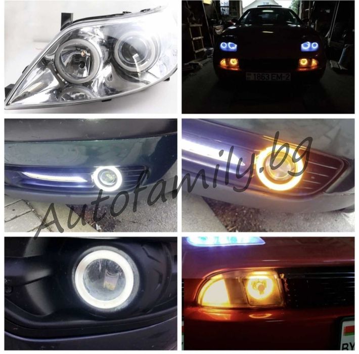 Рингове AngelEyes 80mm,90mm,100mm,120mm Cotton LED W+Y бели с мигач