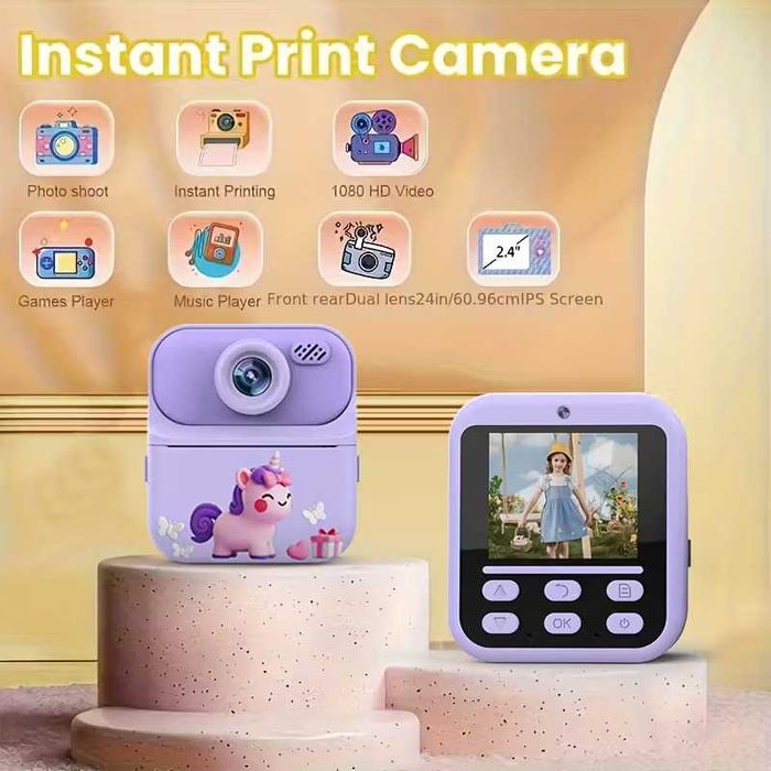 Детски фотоапарат с дисплей за моментни снимки Принтер камера 7 вида