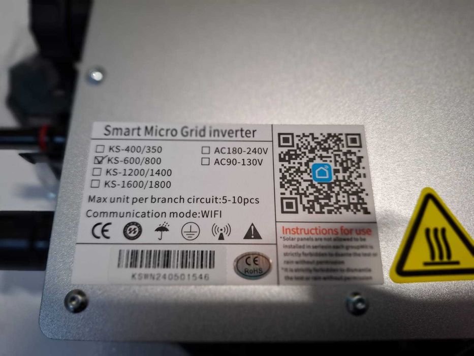 Invertor fotovoltaic 800 W cu aplicație Wi-Fi pt balcon pt 2 panouri