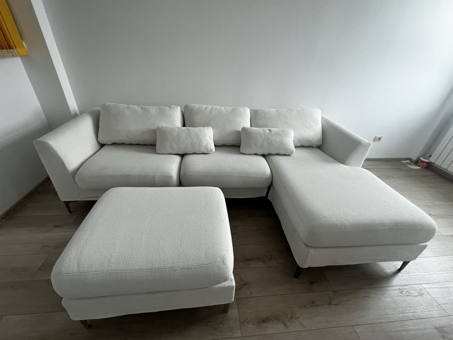 Coltar fix gri + Taburet - Ottoman