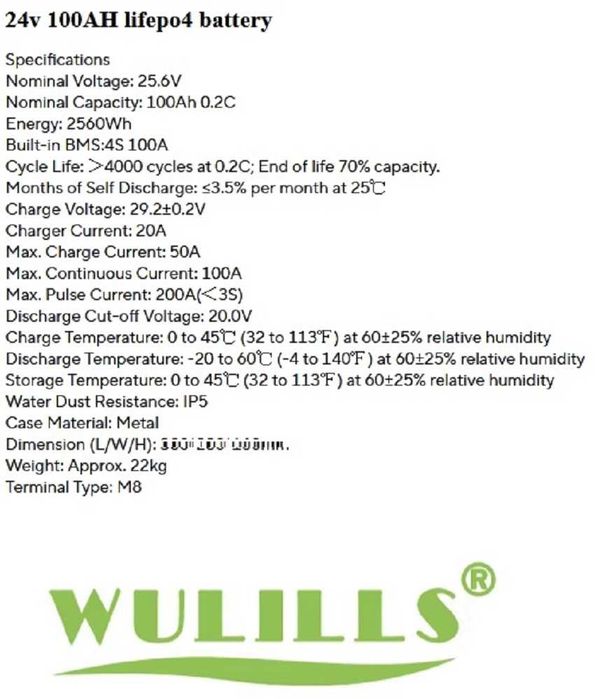 Vand baterie acumulator LiFePO4