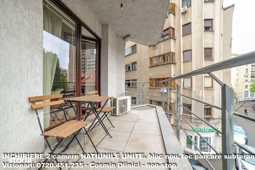Inchiriere 2 camere NATIUNILE UNITE, boc nou, parcare subterana