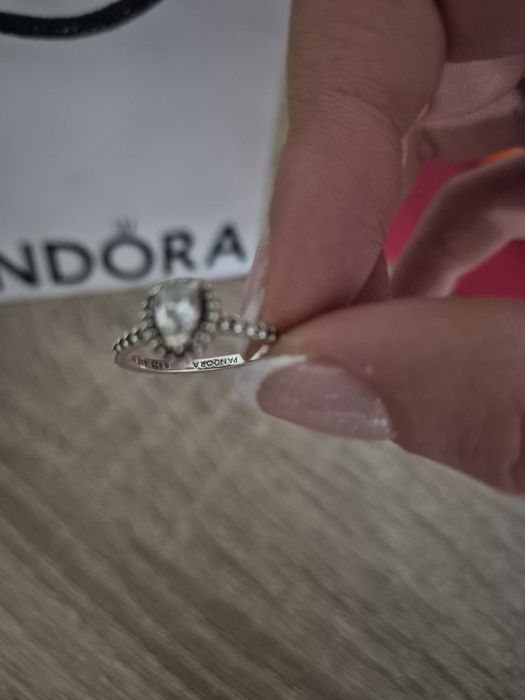 Оригинален сребърен пръстен Pandora „Блестяща сълза“ – Размер 52