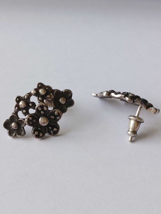 Сребърни обеци 925, бългаска ръчна изработка, нови