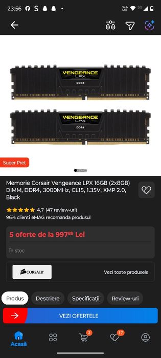 Corsair Vengence LPX 2x8gb