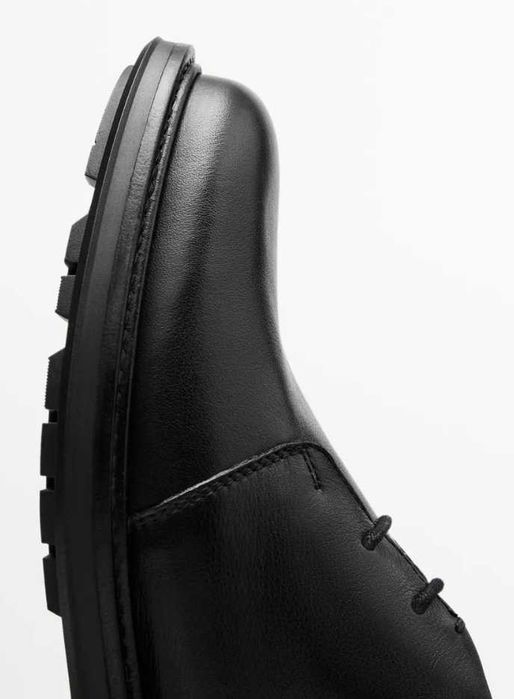 Ghete derby 41 lace up Massimo Dutti NOI piele naturala moale negru