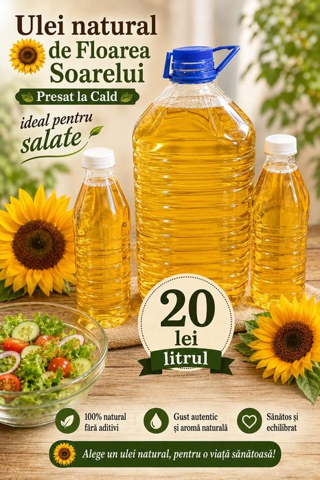 Ulei natural de Floarea Soarelui Presat la Cald