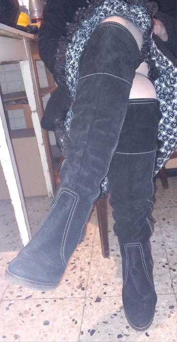 Cizme piele intoarsa, negre, 38