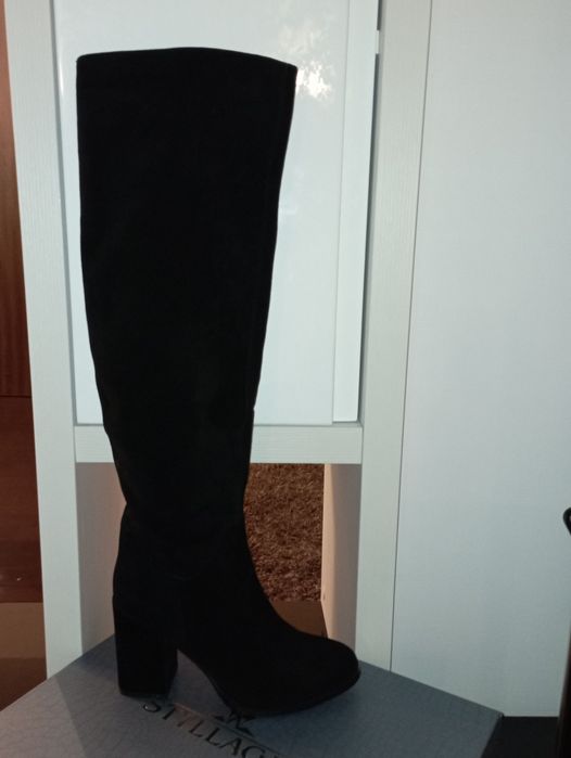 Италиански Луксозни Бутикови чизми(естествен велур)