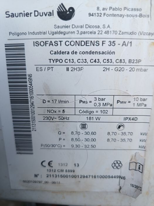 Saunier Duval Isofast condens 35 kw