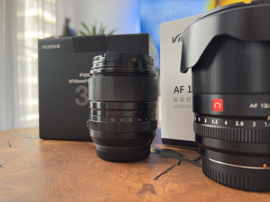 Продавам 2 обектива Fujinon 33mm f/1.4 и Viltrox 13mm f/1.4