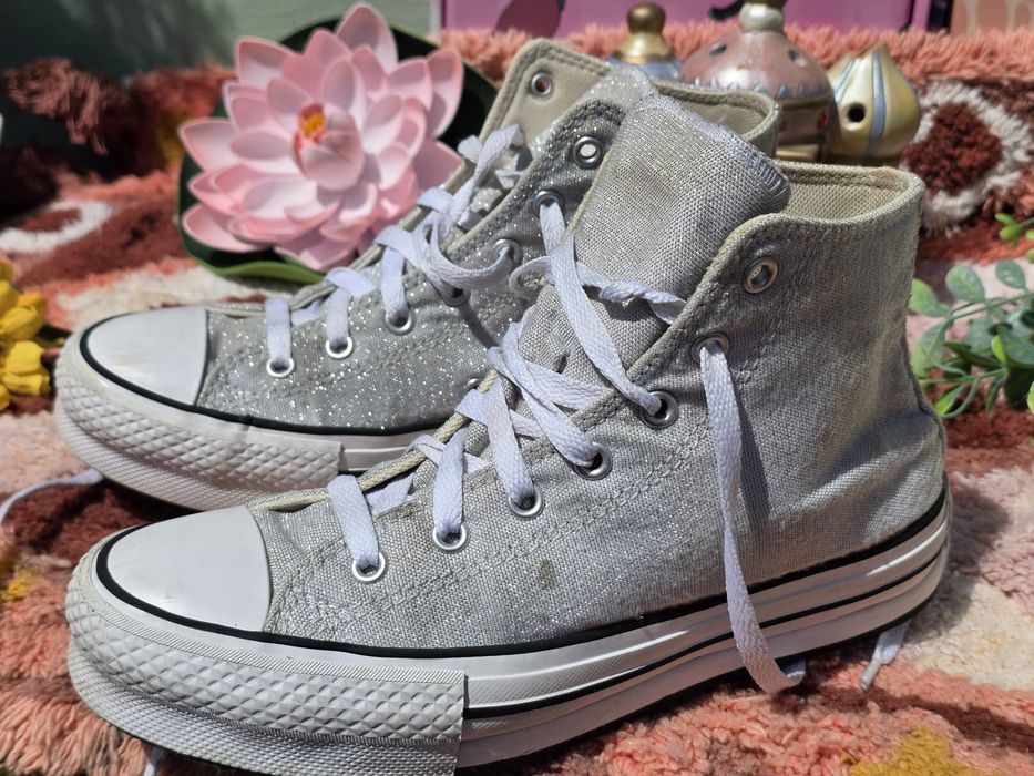 Converse сребристи високи кецове N37