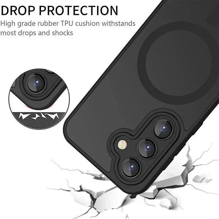 Матов magsafe кейс за samsung galaxy s26+ plus - черен - със защита на