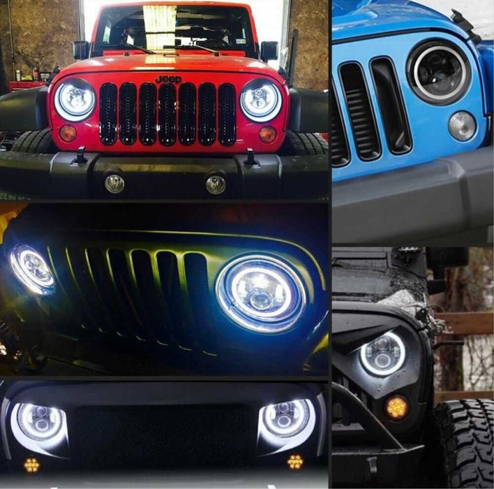 КТ LED Фарове 200W 7 Инч Фарове за Lada Niva Jeep Wrangler Cherokee KJ