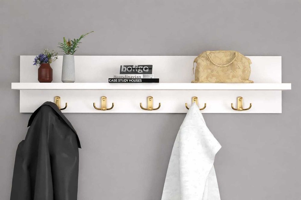 Стенен закачалник с етажерка- идеален за антре, спалня или всекидневна