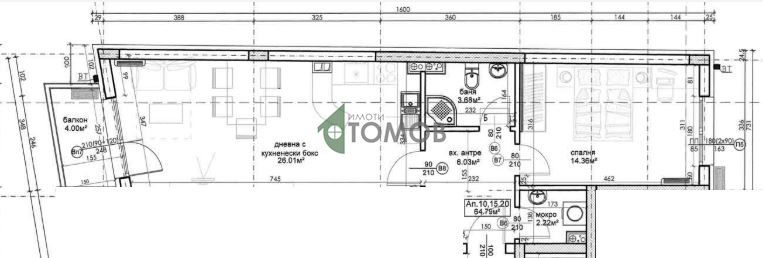 Просторен двустаен апартамент в кв. Железник , БЕЗ КОМИСИОННА