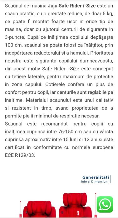 Scaun auto copii