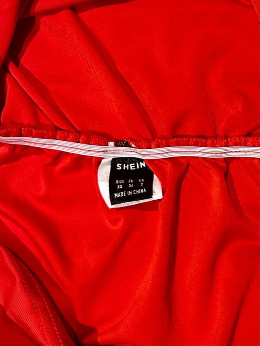 Червена рокля с едно рамо SHEIN – прилепнала, XS, като нова