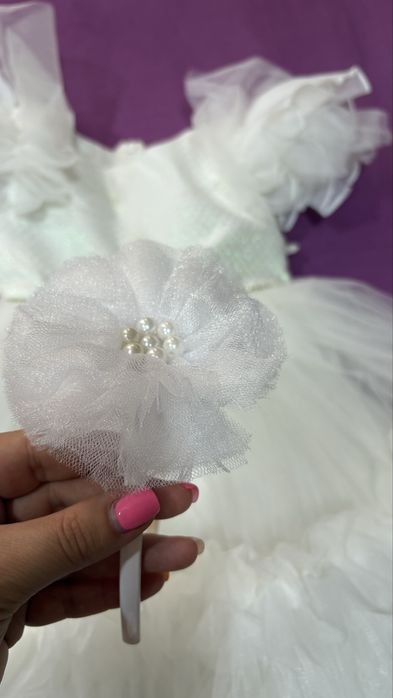 Детска официална бяла рокля Radapola