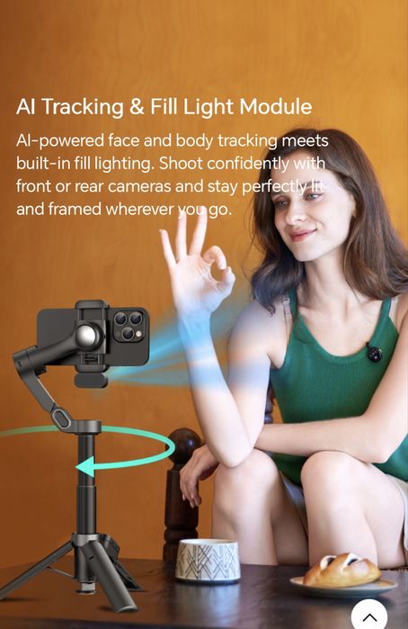 Stabilizator Pro cu AI pentru telefon - gimbal Aochuan Smart X3/360°