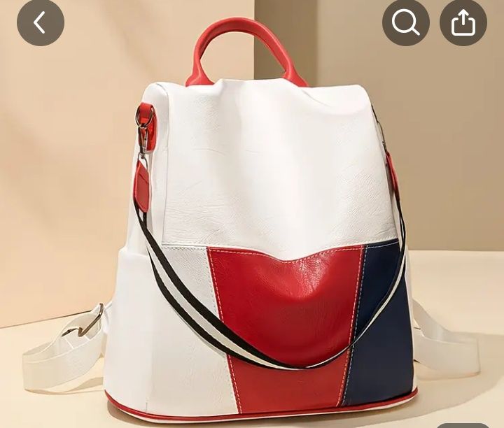 Дамска раница с голямо отделение в нов стил ,съчетание от свежи цветов