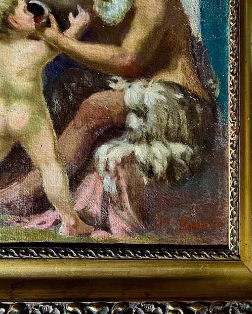 Tablou F, Foarte vechi, ulei/panza/cart, semnat,