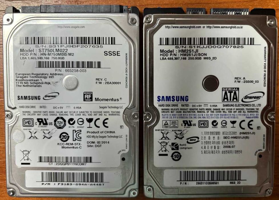 HDD 1TB 2x Samsung 2.5 inch (format laptop)