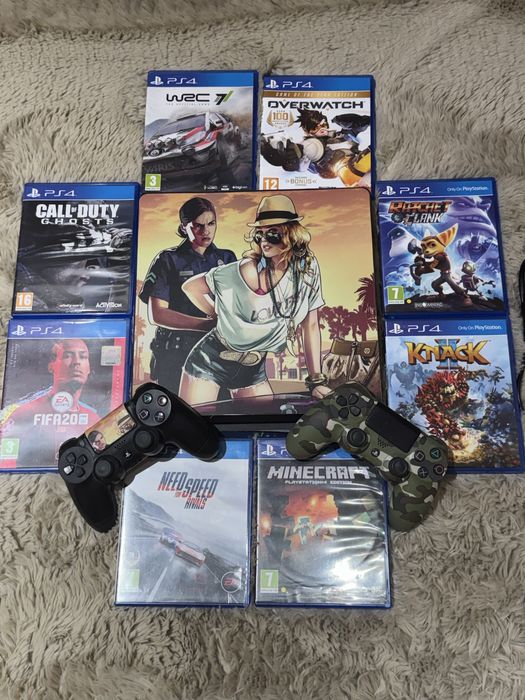 PS4 slim-1Tb с 2 джойстика