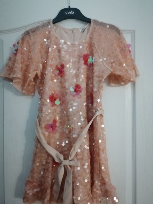 Rochita fetite 12 ani roz cu paiete, noua