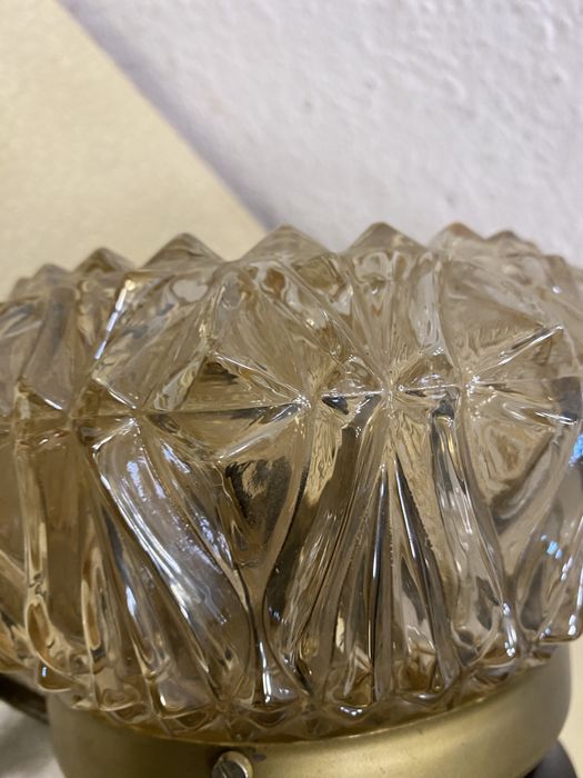 Немска настолна винтидж лампа с крисален плафон