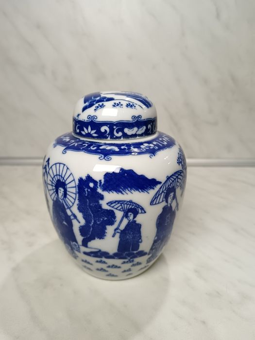 Джинджифилов порцеланов буркан за чай или подправки, двоен капак