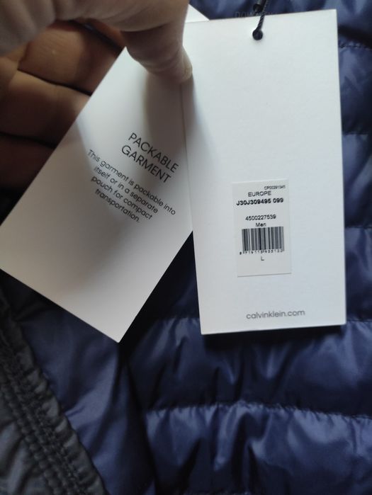 Оригинално яке с гъши пух Calvin Klein L ново мъжко водоустойчиво