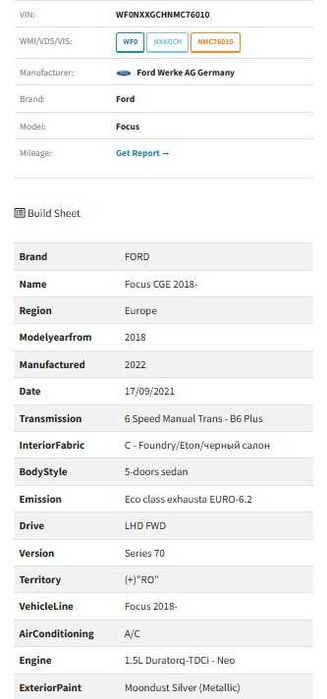 Focus 2021 / 1.5 TDCi 63000 km - Vând la 10900€, Istoric service. TVA