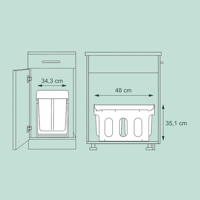 Вграден кош за кухненски отпадъци Relaxdays, издърпващ се  4x8л. всеки