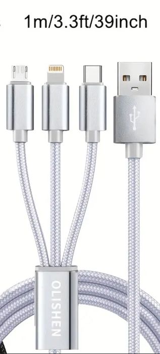 Cablu alimentare 3 în 1 cu încărcare rapidă