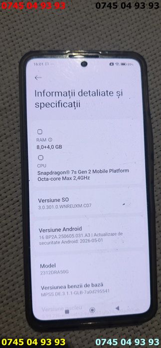 telefon Xiaomi Redmi Note 13 Pro 5G 8GB RAM 256GB impecabil ca nou si cutie