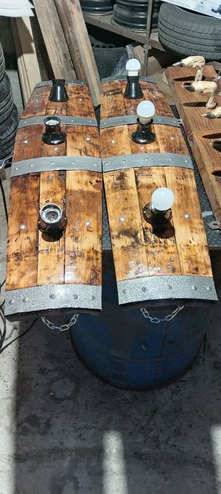 Ретро закачалка и плафони  от буре  подходящи  за  навес  или  барбекю