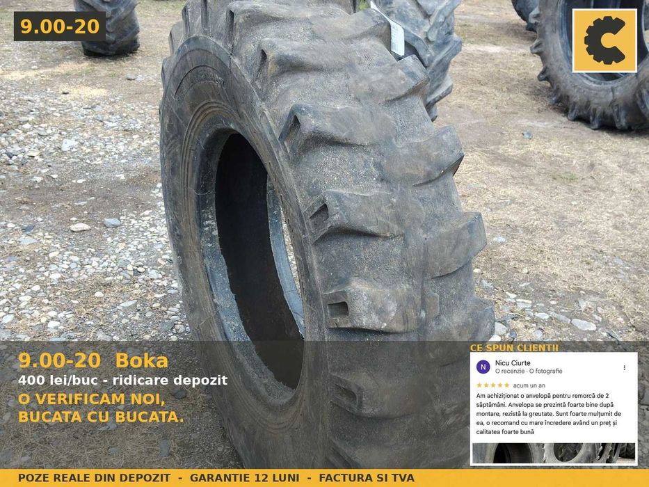 Cauciucuri 9.00-20 Boka SKL800 Anvelope Camion Basculanta Industriale 14PR SH GARANTIE Factura